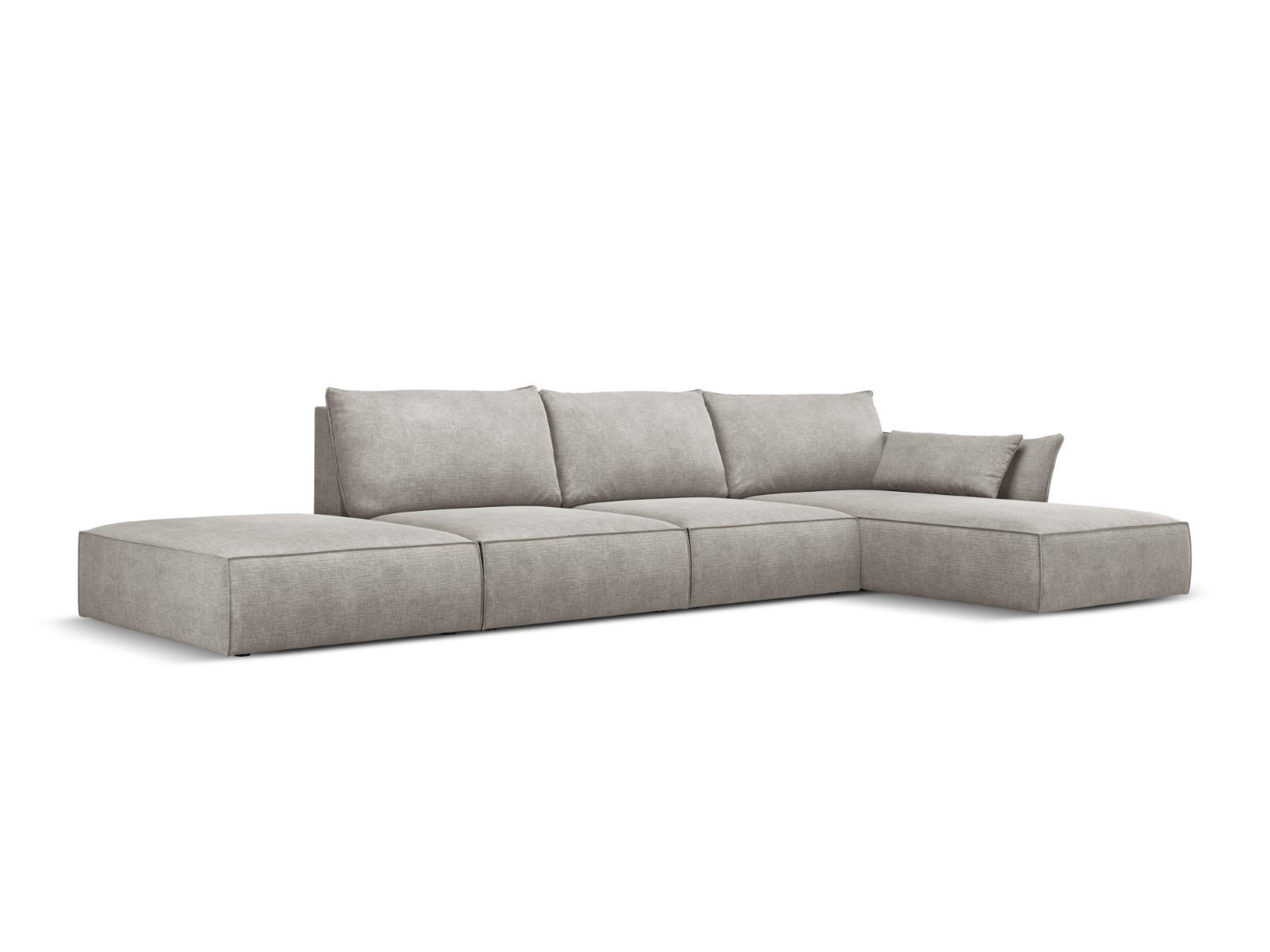 ECKSOFA rechts Kaelle aus Chenille-Stoff hellgrau 5 Sitzplätze - Hellgrau, Textil (171/364cm) - Micadoni
