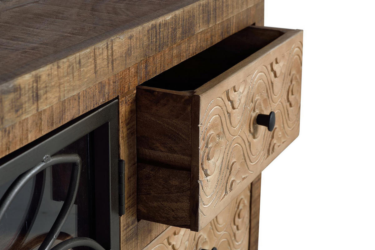 TV-SCHRANK aus Mangoholz und gealtertem braunem Metall - Braun, Holz (170/55/40cm) - Giner y Colomer