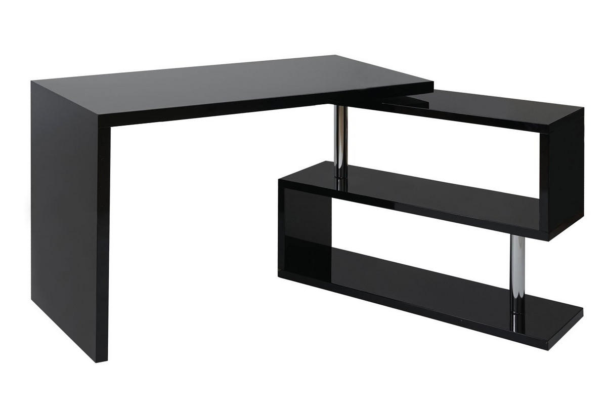 DESIGN ECKSCHREIBTISCH rechteckig Hochglanz Schwarz - Schwarz Hochglanz, Holzwerkstoff (60/120/76cm) - MCW