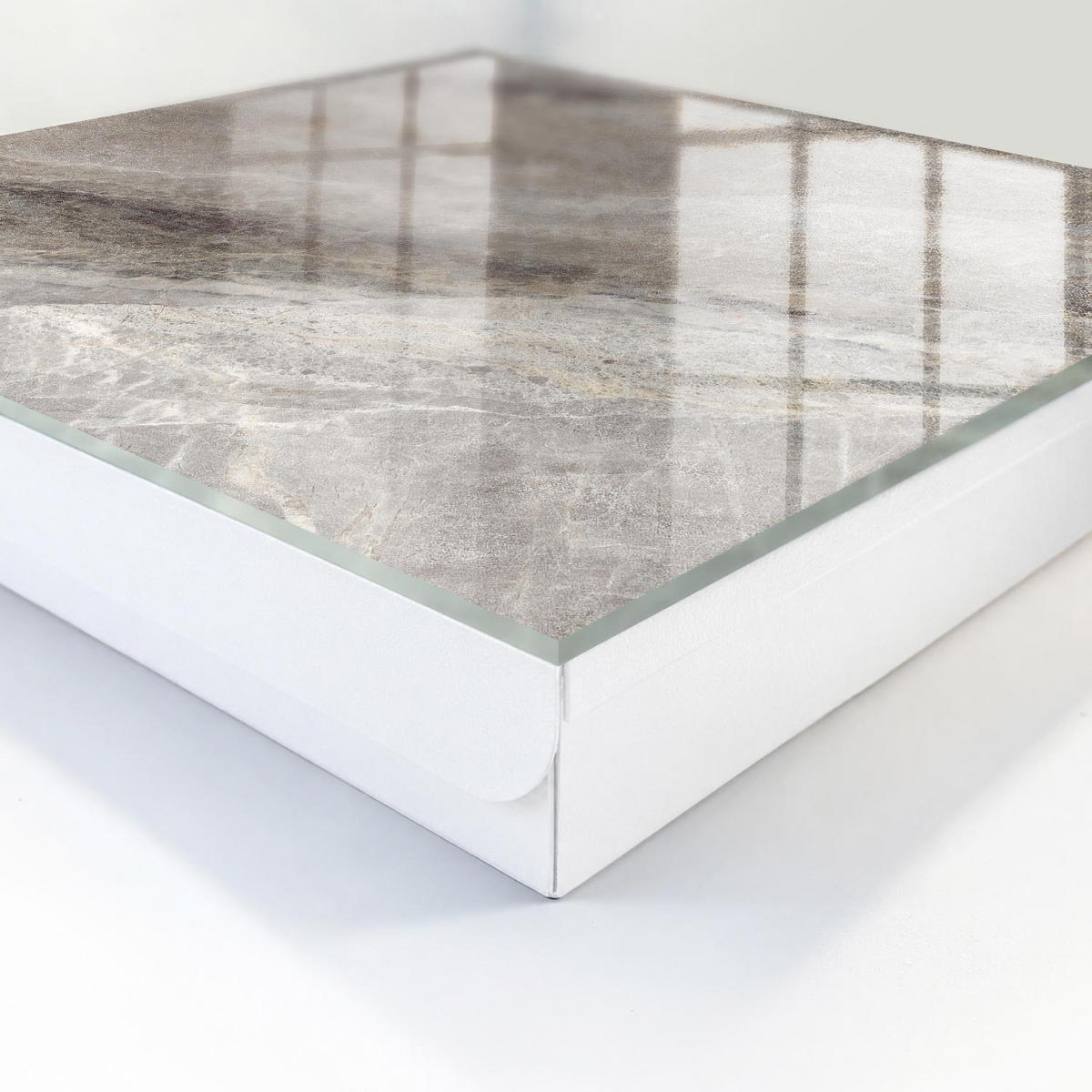 SCHLÜSSELBOX Weiß 30x30 cm – Türöffnung nach rechts - Steintextur - Grau, Metall (30/30/5cm) - TULUP