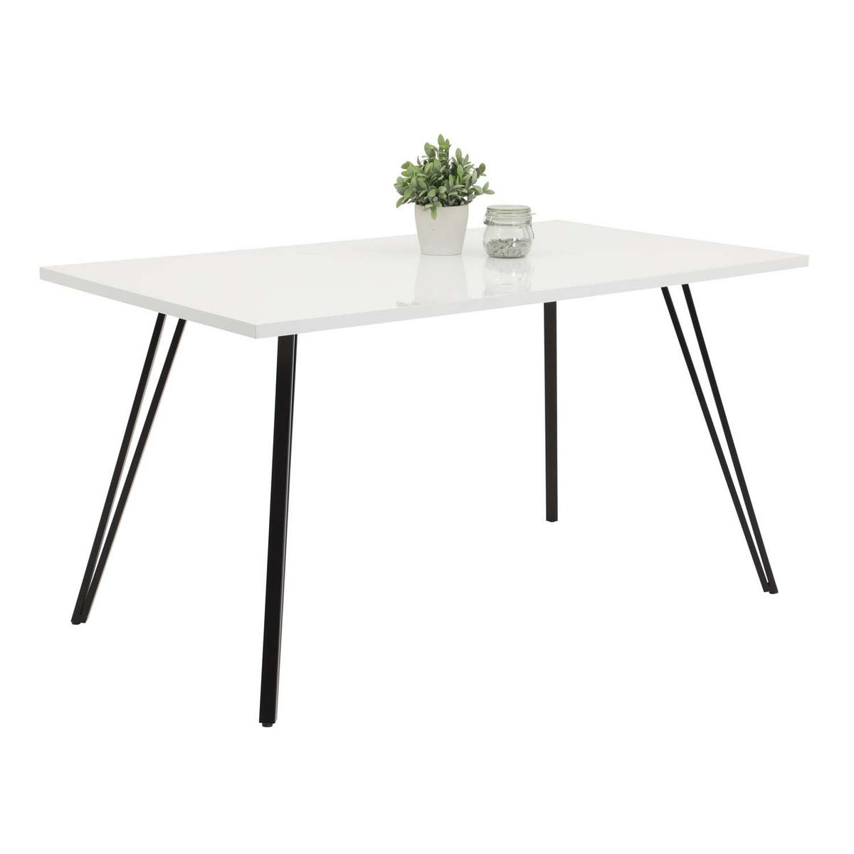ESSGRUPPE Tiara, 5 tlg. - Tisch Weiß, 4 Stühle Anthrazit - Weiß Hochglanz/Anthrazit, Holzwerkstoff/Textil (140/76/80cm) - Möbel Stellbrink