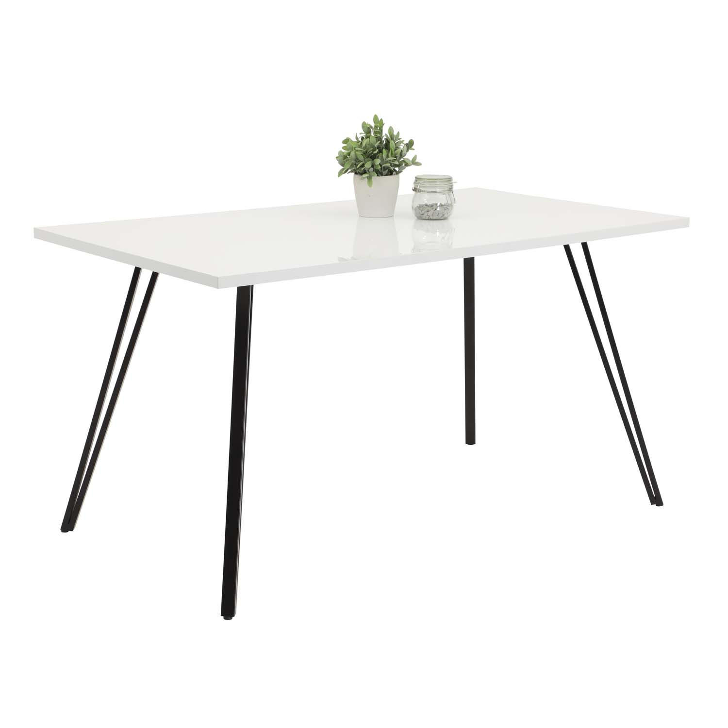 Thumbnail - Möbel Stellbrink Essgruppe, Weiß Hochglanz, Textil, 4-Sitzer, Rechteckig, 140x76x80 cm, Esszimmer, Bänke, Tisch- & Eckba...