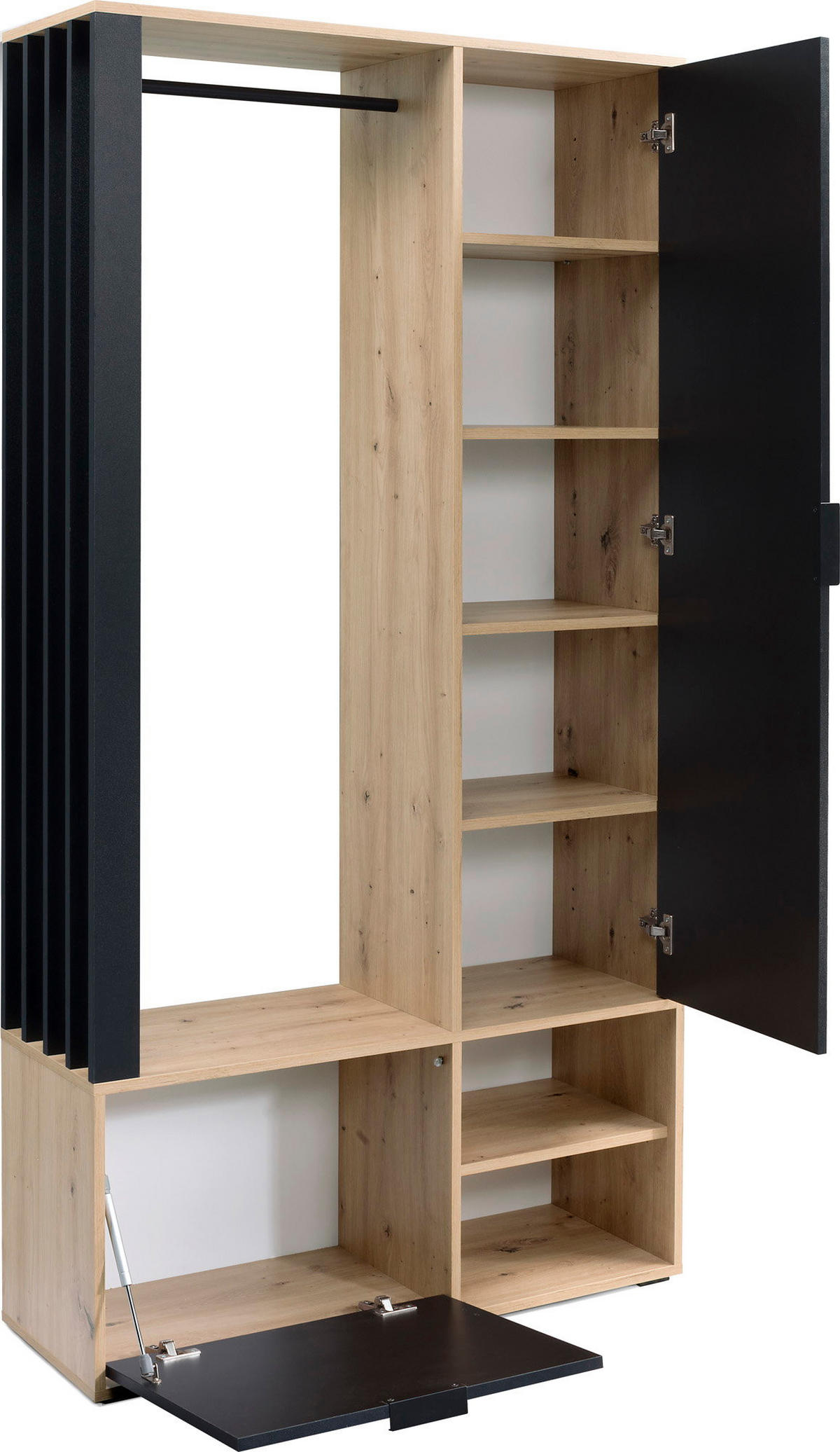 GARDEROBEN-SET Lena Uni mit Spiegel, Sitzbank & Kleiderstange – 100/189/33 cm – Dunkelgrün, Salbeigrün - Dunkelgrün/Grün, Holzwerkstoff (100/189/33cm) - WFL GROUP