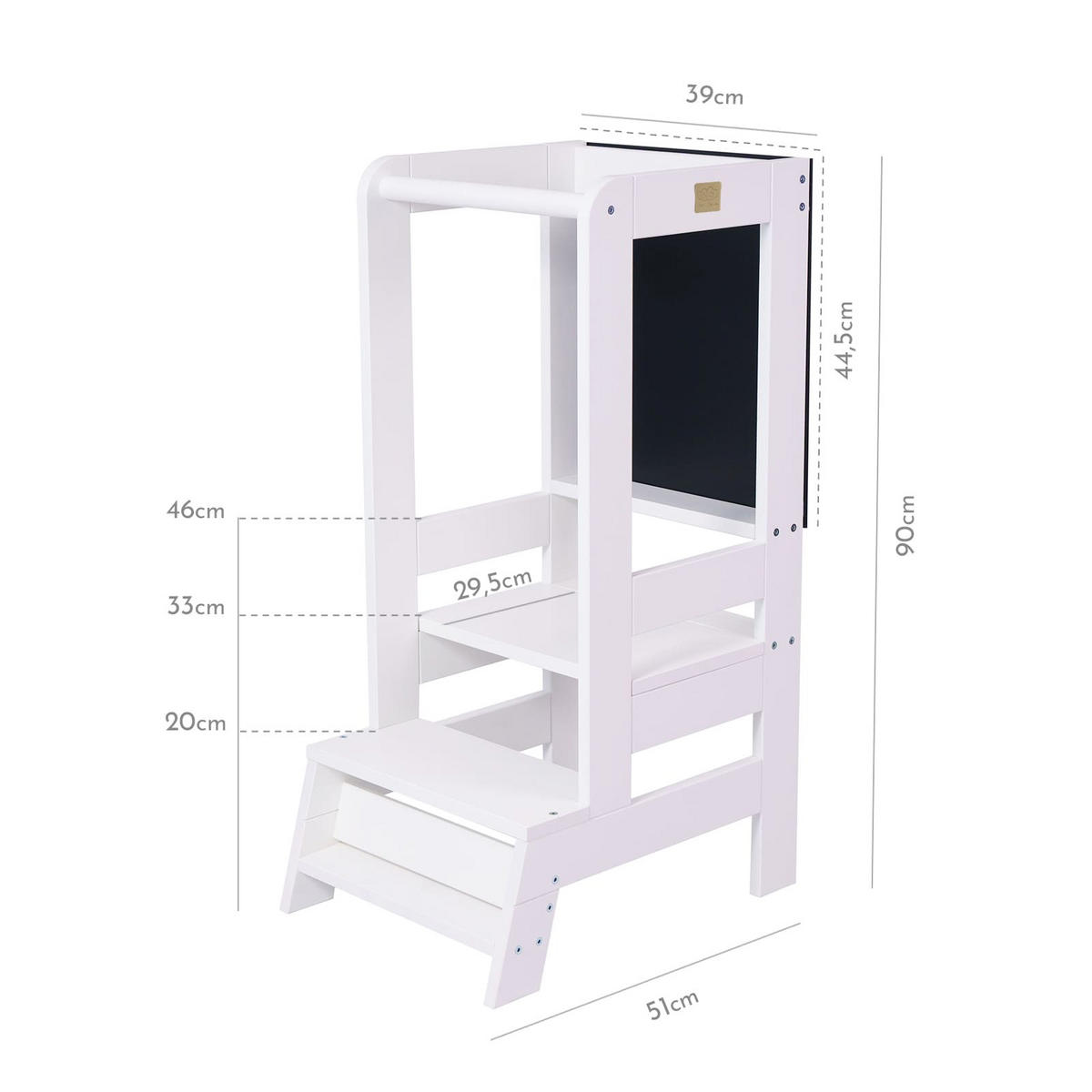 LERNTURM mit Tafel für Kinder, Natur Holz, Weiß - Weiß, Holz (39/90/90cm) - MeowBaby