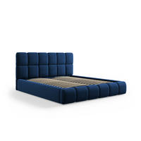 BETT mit Bettkasten und Kopfteil Bellis aus Samt königsblau 180x200cm - Blau, Textil (180/200cm) - Micadoni