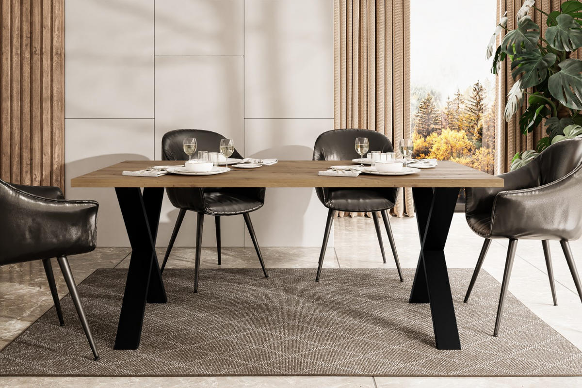 ESSTISCH 160x90x75 cm - Artisan Eiche Optik/Schwarz - KLYN X - Eichefarben, Holzwerkstoff (160/90/75cm) - ALTDECOR