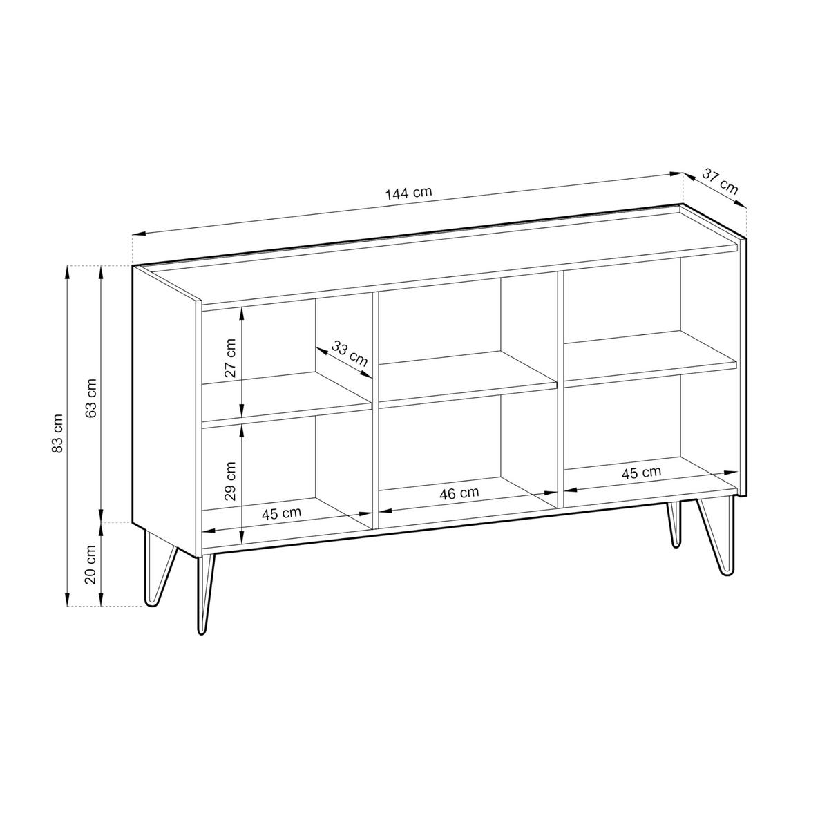 SIDEBOARD Canmore K144 – Schwarz, Dreitürige - Schwarz, Glas/Holzwerkstoff (144/83/37cm) - Komodee
