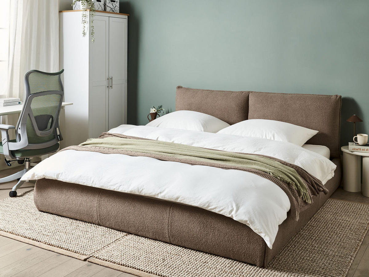 POLSTERBETT mit Lattenrost 180x200 cm Beige Vinay - Taupe, Textil (180/200cm) - Beliani