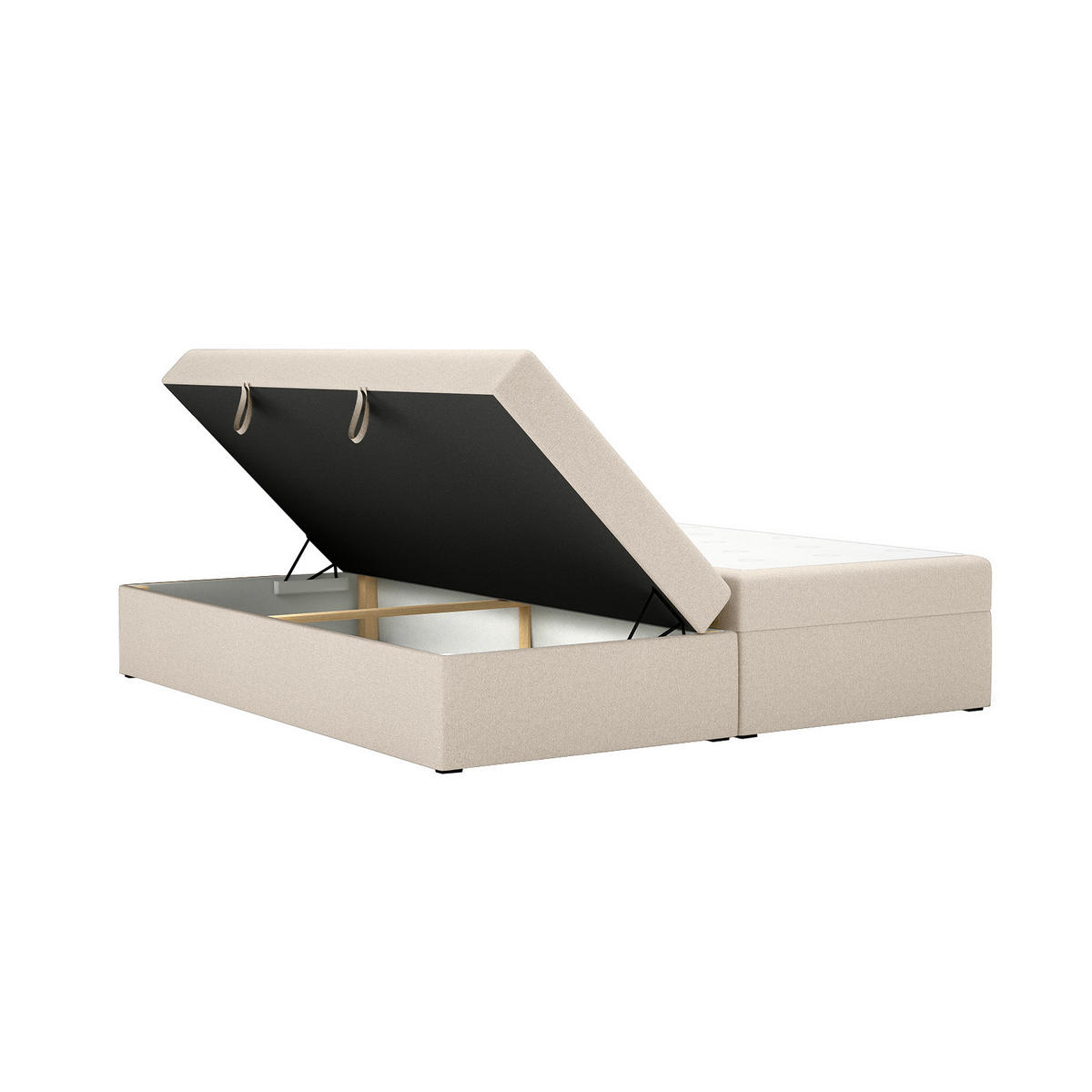 BOXSPRINGBETT Huush 200x200 cm, Ecru - Sandfarben, Textil (200/200cm) - Fedve