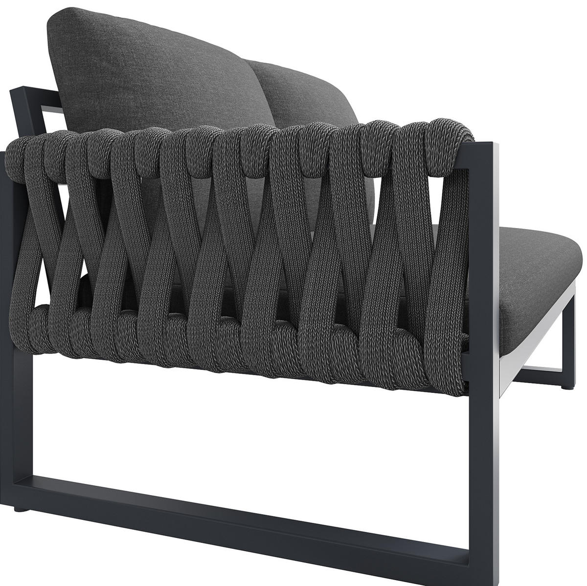 GARTENMÖBEL 110x66x86cm grau aus Metall und Olefin - Grau, Metall - Modfu