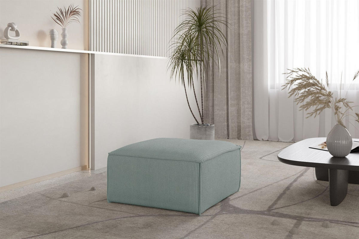 POLSTERHOCKER Celes Premium 65x65cm - Pastellblau, Holzwerkstoff/Textil (65/40/65cm) - Fun Möbel