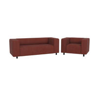 SITZGARNITUR 2+1 Tove Terrakotta Cord - Terra cotta/Schwarz, Holz/Kunststoff (151/65/80cm) - S-Style Möbel