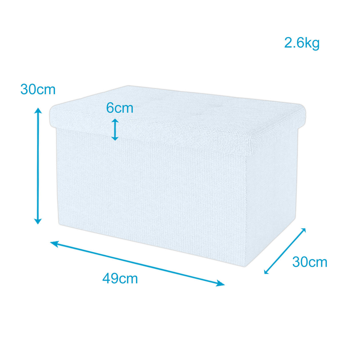 SITZBOX Faltbar mit Stauraum 49/30/30 cm (Weiß) - Weiß, Textil (30/30/49cm) - Intirilife