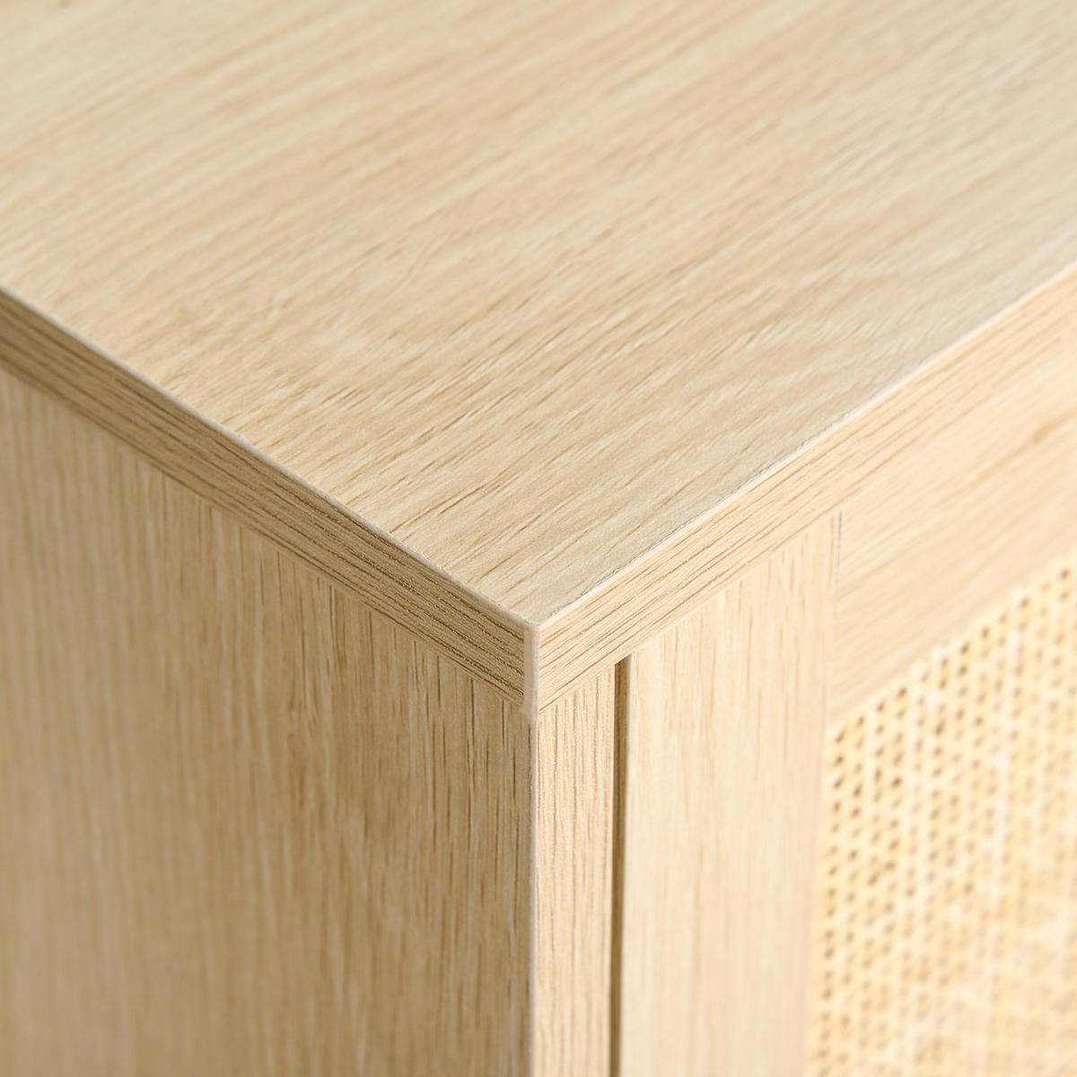 LOWBOARD DE-16078 2 Nischen, 2 Türen aus Rattan Hell Holzoptik - Beige, Holzwerkstoff (115/48/40cm) - ComfortXL
