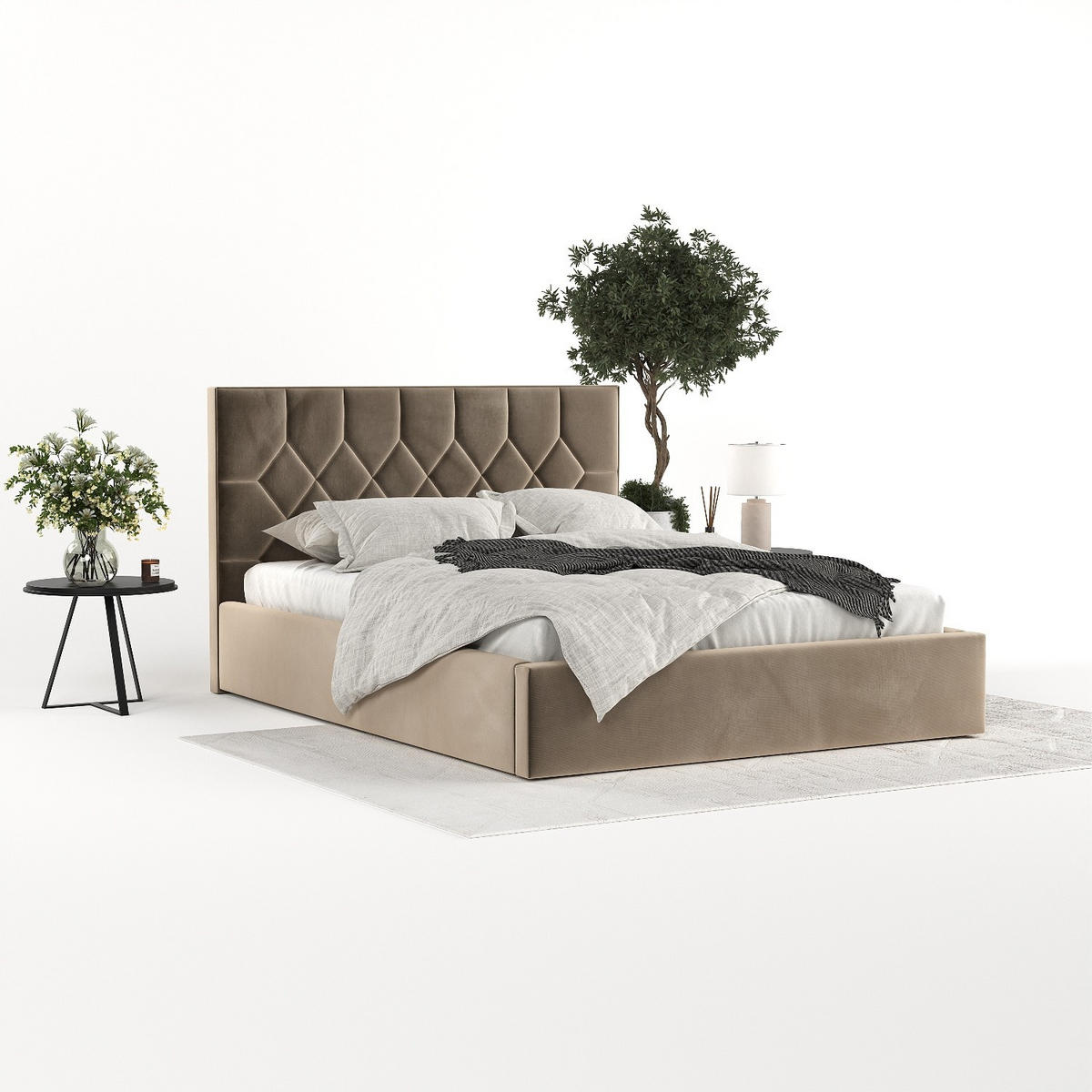 POLSTERBETT Brisa 160/200 cm Taupe im Paros Stoff - Taupe/Schwarz, Holz/Holzwerkstoff (160/200cm) - AltaBeds