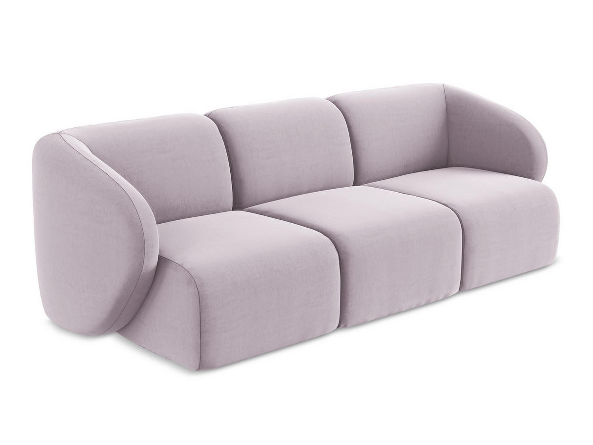 3-SITZER SOFA Samt Stoff Violett - Flieder/Schwarz, Holzwerkstoff/Kunststoff (244/75/94cm) - Makamii