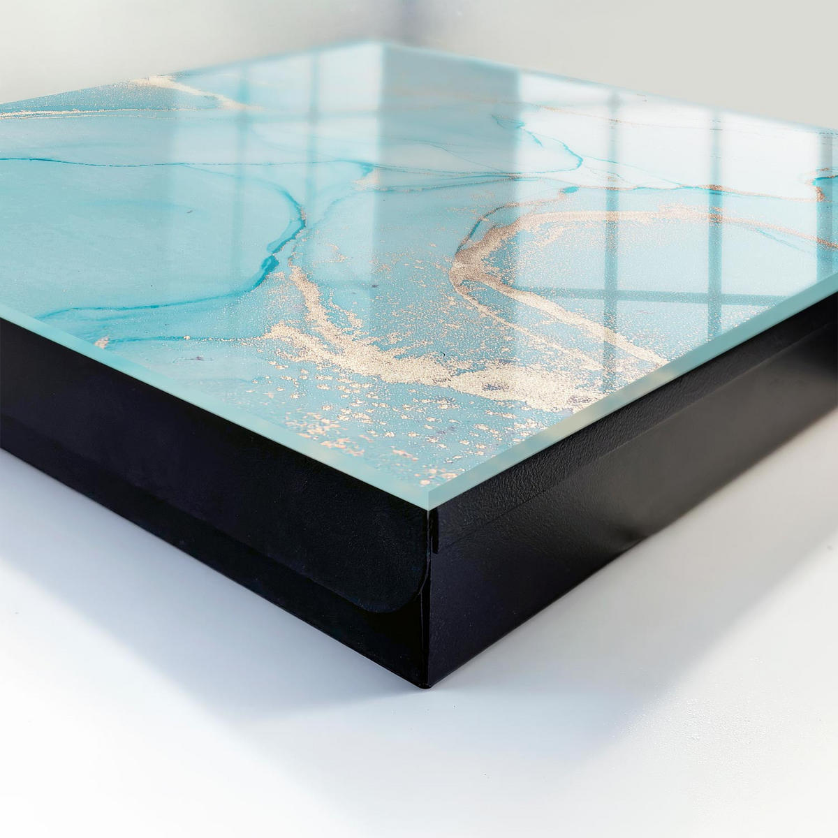 SCHLÜSSELBOX Schwarz 30x30 cm- Türöffnung nach rechts - Blaue Träume - Blau, Metall (30/30/5cm) - TULUP