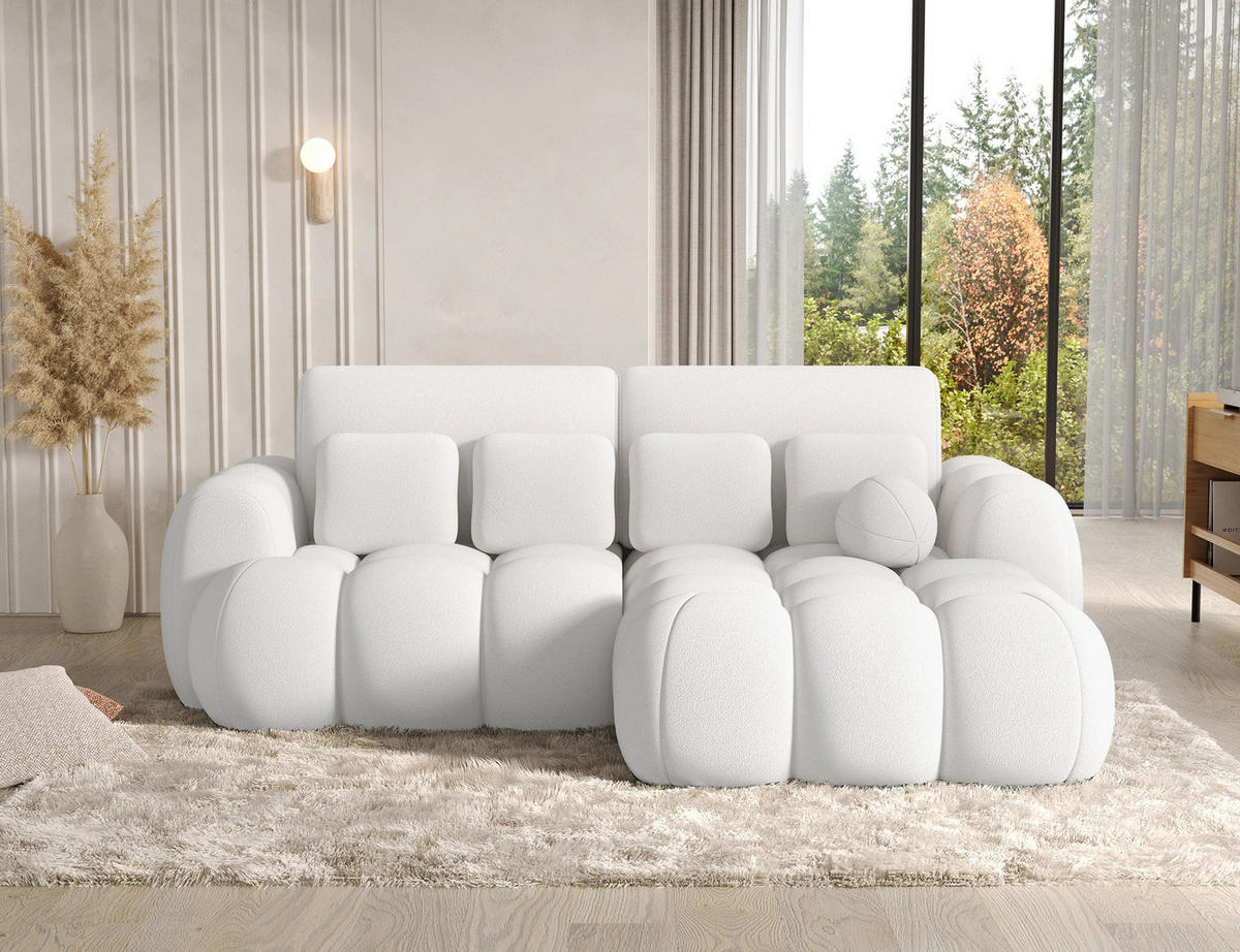 ECKSOFA COVELION L-Form – Schlaffunktion, Bettkasten, Wellenfederung, HR-Kaltschaum, inkl. Kissen, moderner Wohnkomfort - Weiß, Kunststoff (167/260cm) - Wohnideebilder