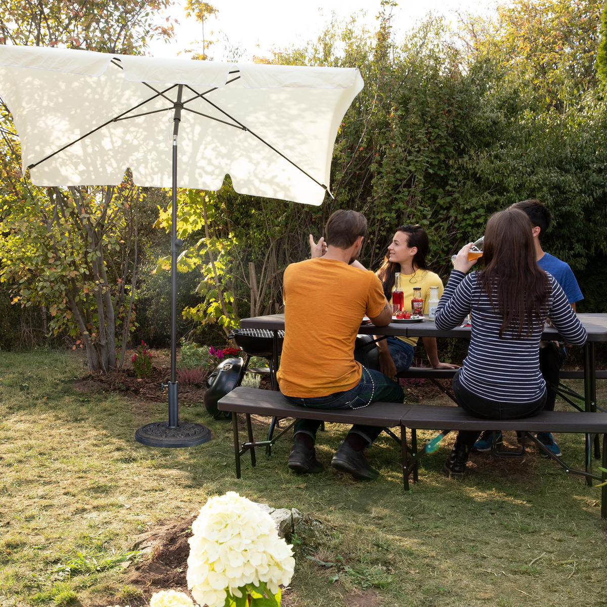 STOJALO za senčnik - črna, kovina/umetna masa (45/45cm) - Relaxdays