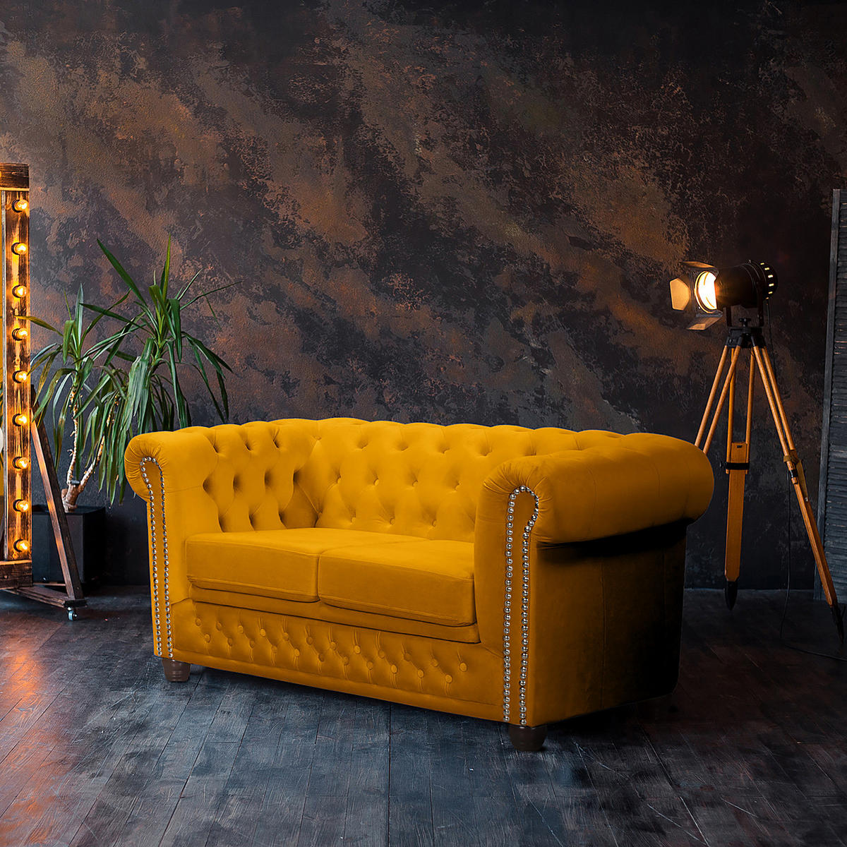 2-SITZER SOFA - Gelb/Buchefarben, Buchenholz/Textil (148/72/86cm) - home24