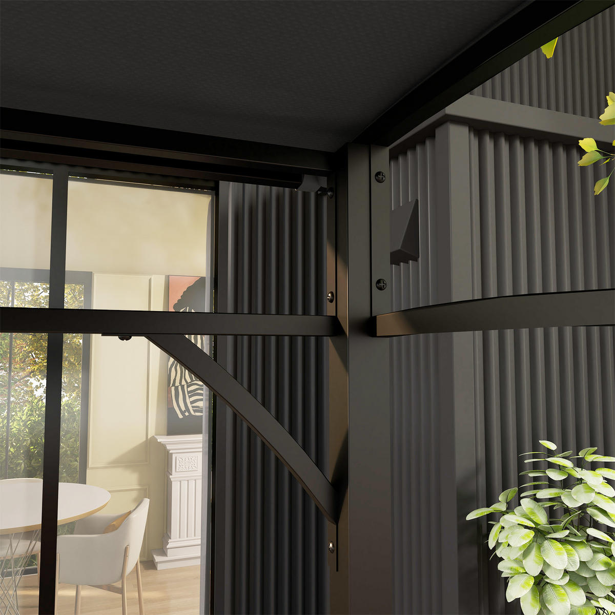 GRILLPAVILLON 215 x 150 x 220 cm - Dunkelgrau, Metall (150/220/215cm) - Outsunny