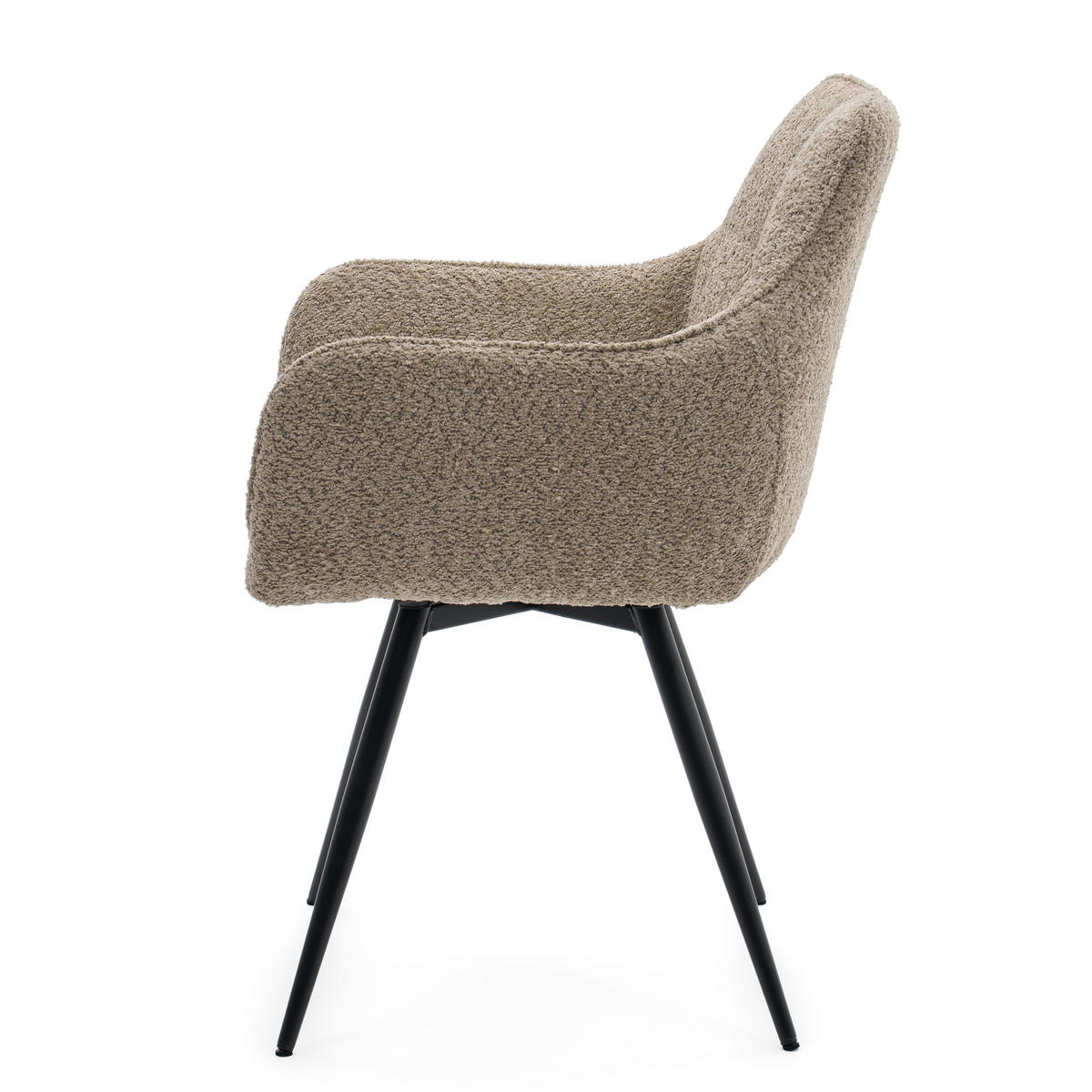 STUHL QUATTRO drehbar gepolsterter mit Steppung - beige - Boucle - Beige/Schwarz, Textil/Metall (58/86/60cm) - NEW HOME