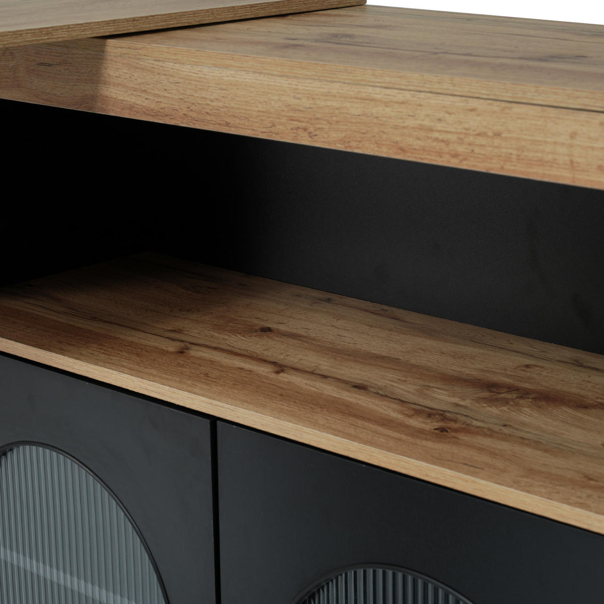 BARSCHRANK Schwarz 138/39/105cm - Braun, Holzwerkstoff/Metall (39/105/138cm) - Urban Meuble