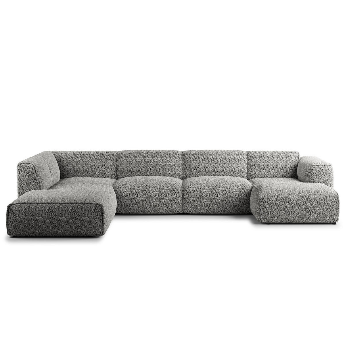 WOHNLANDSCHAFT mit Longchair - Schwarz/Grau, Kunststoff/Textil (325/71/235cm) - home24