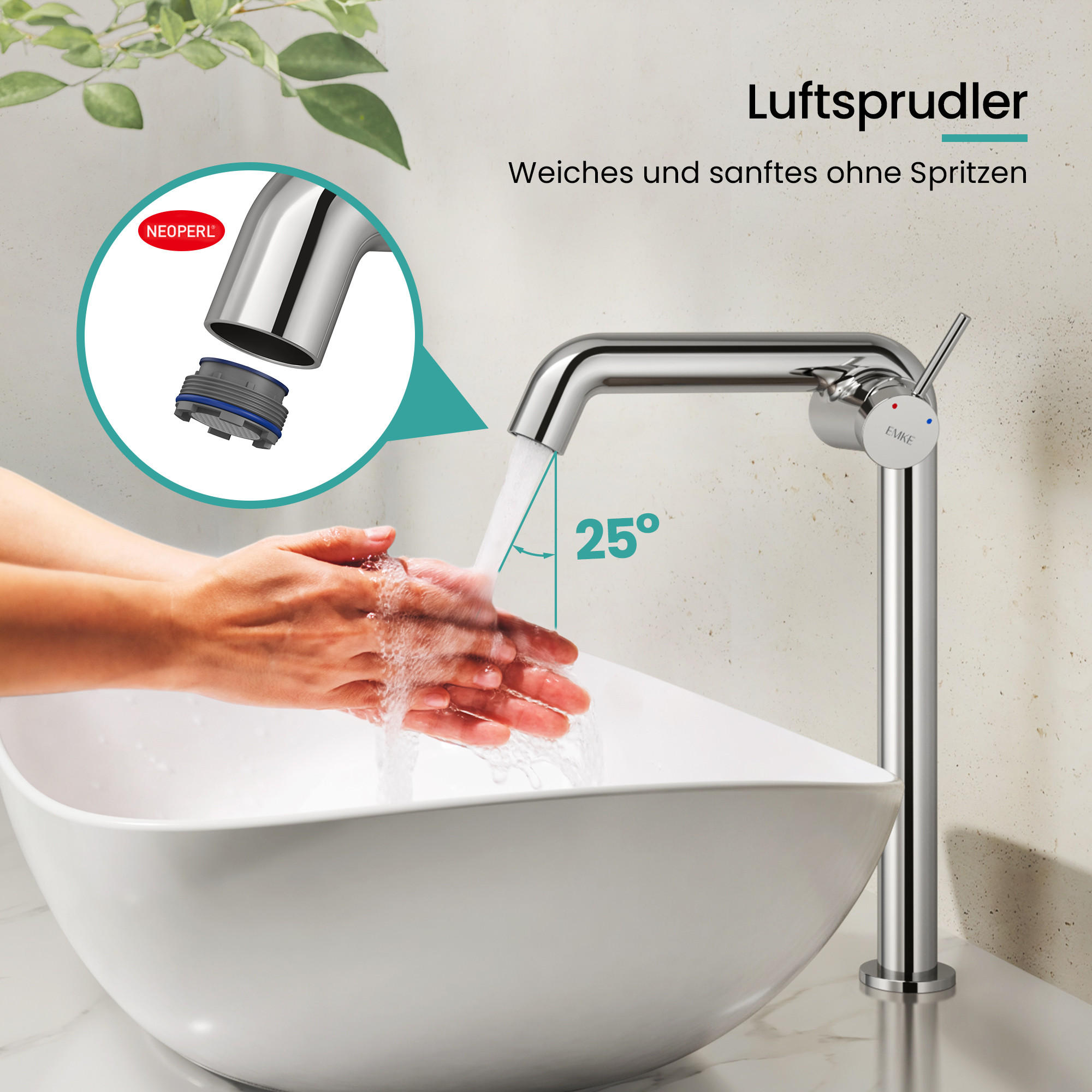 WASCHTISCHARMATUR Wasserzulaufrohr aus Edelstahl Chrom 26cm - Chromfarben, Metall (22/7.6/33.2cm) - EMKE