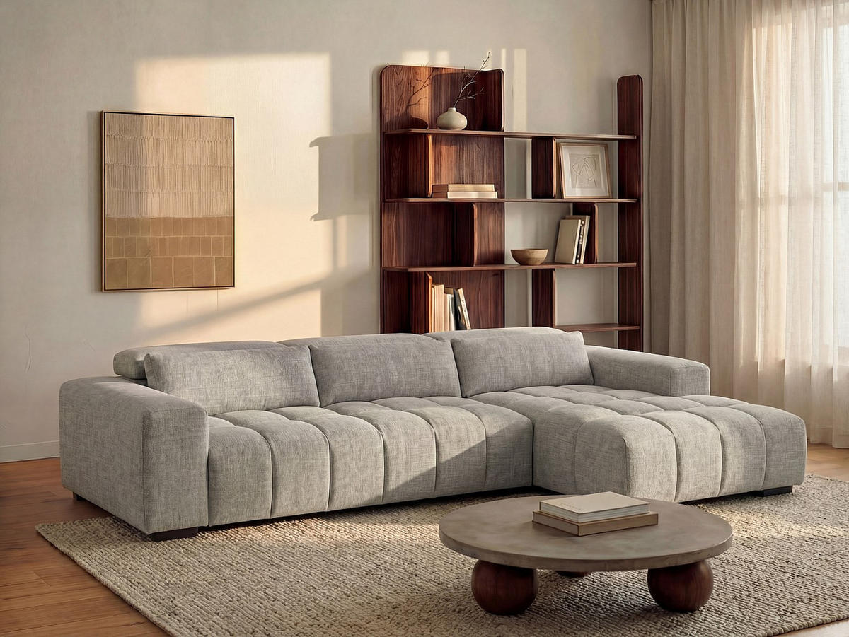 SOFA - 5 Personen - stoff - grau Loponza - Grau, Kunststoff/Textil (312/68/183cm) - Vente-Unique