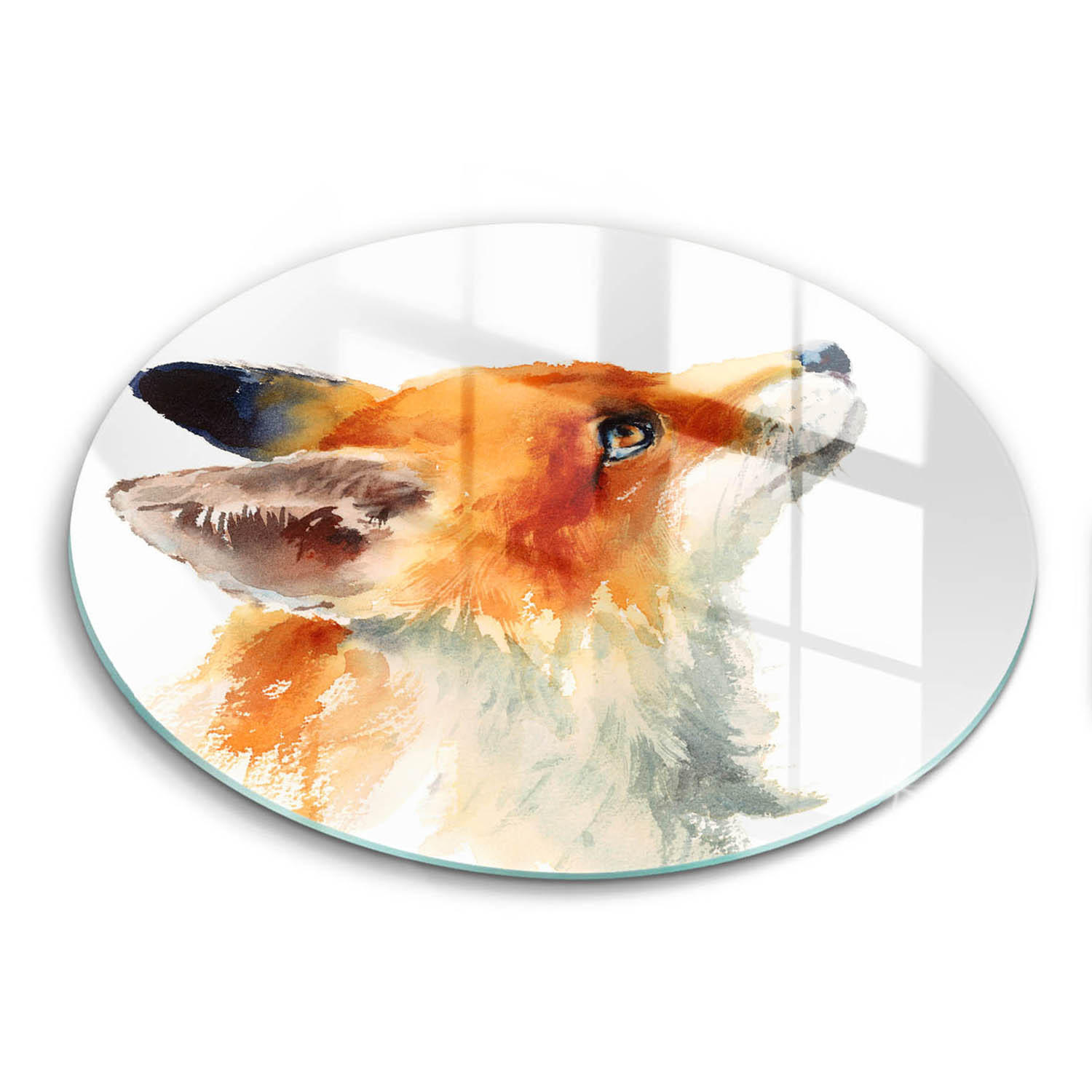 GLASPLATTE Ø 40 cm Gemalter Fuchs - Dunkelorange, Glas (40/40cm) - Wallfluent