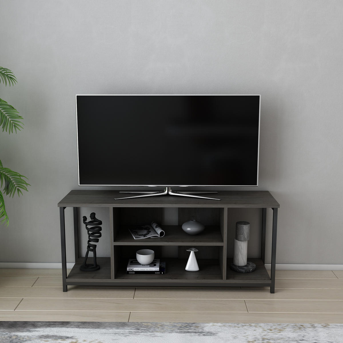 TV-ELEMENT Rinaldo Schwarz-Wenge - Wengefarben, Holzwerkstoff (120/51/35cm) - Decorotika