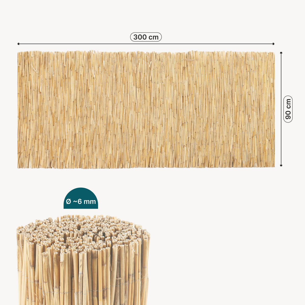 SCHILFZAUN Abbateggio - Naturfarben, Naturmaterialien (90/0.6cm) - casa.pro