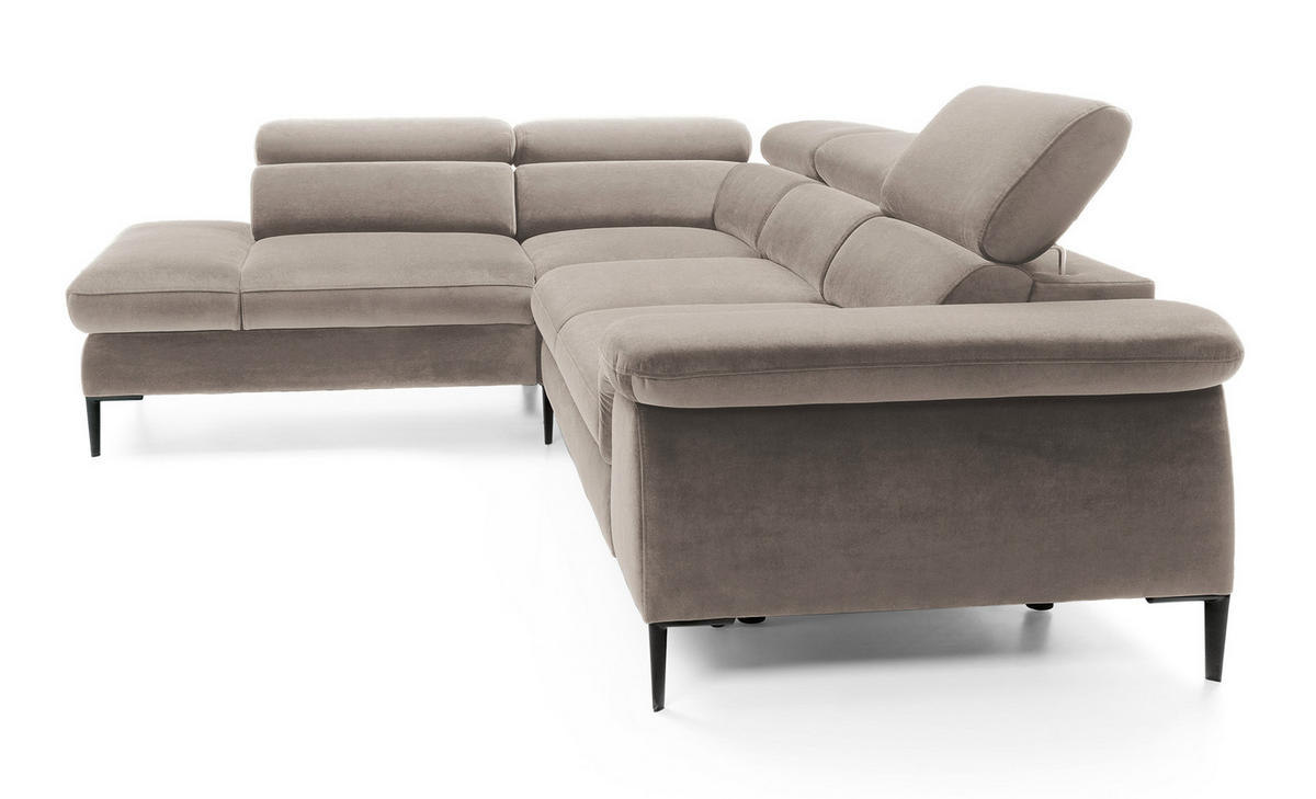 SCHLAFSOFA 280 cm Amaro L mit verstellbaren Kopfstützen, Links, Dunkelbeige - Cappuccino, Holz (280/214cm) - Emporius