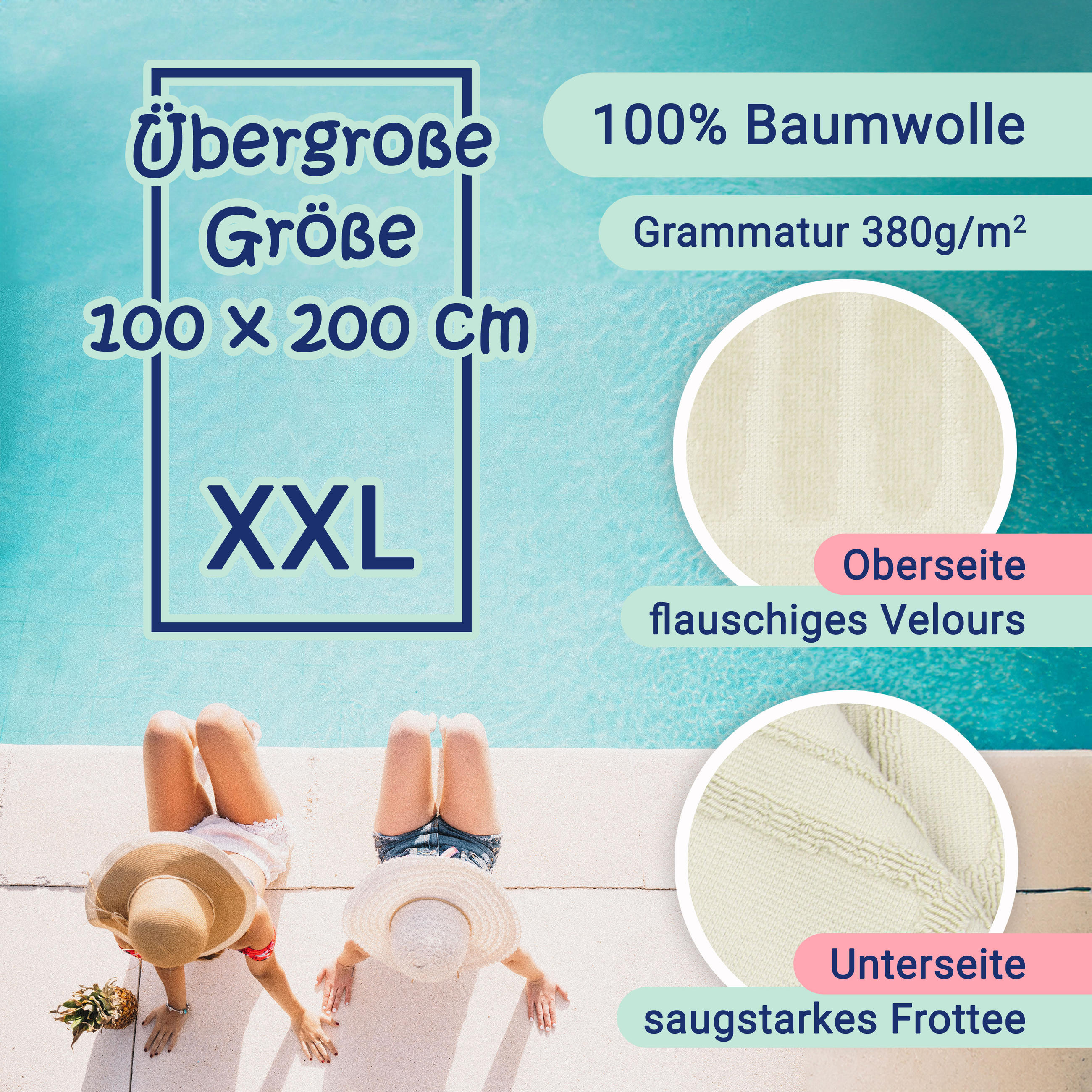 STRANDTUCH, 100x200 cm, 100% Baumwolle, Braun - Beige, Textil (100/200cm) - Zollner