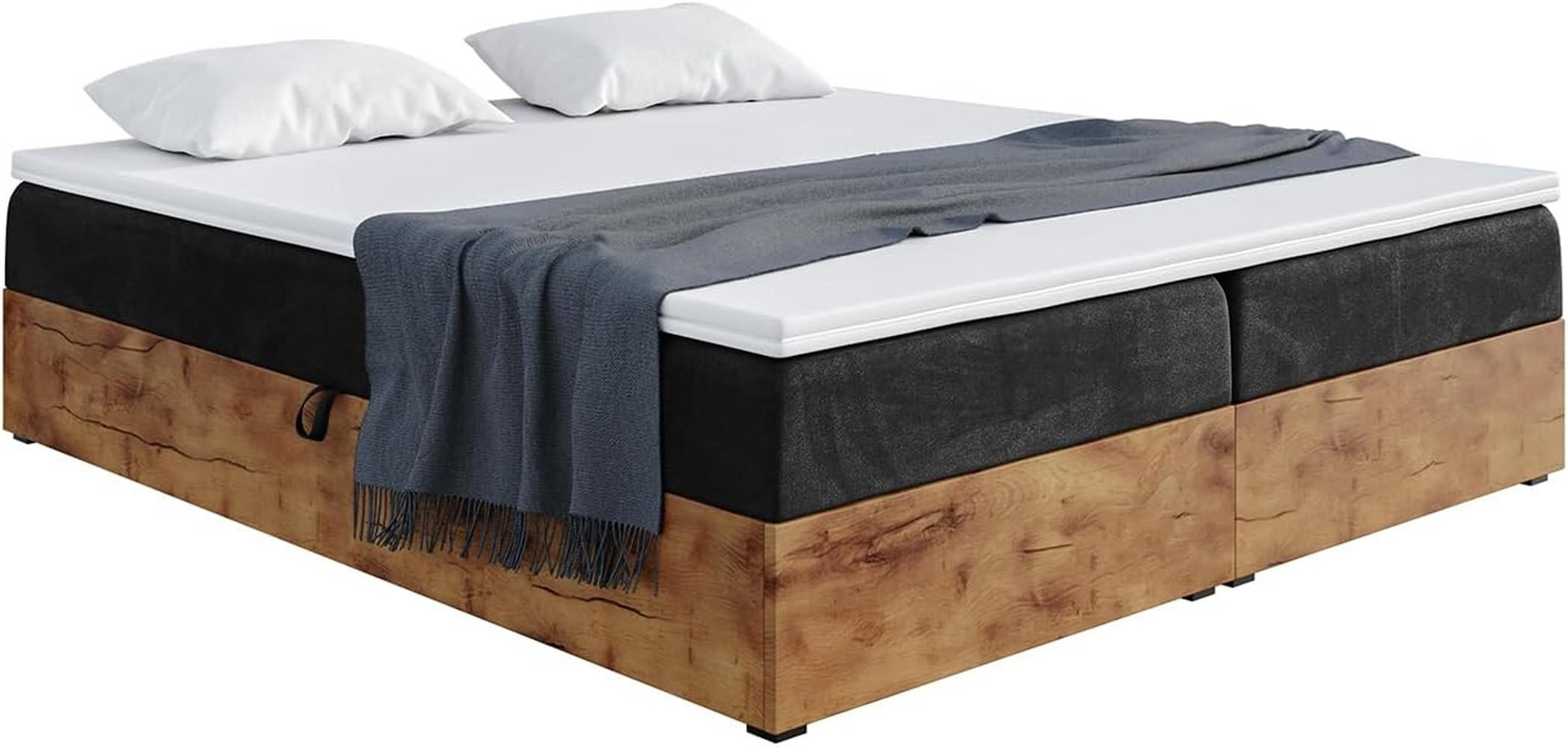 Meblini Boxspringbett Schwarz 160x220 cm