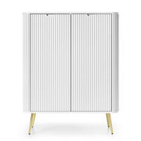 HIGHBOARD Zova bílá 103 cm - bílá/zlatá, kov/kompozitní dřevo (103/129/39cm) - Selsey
