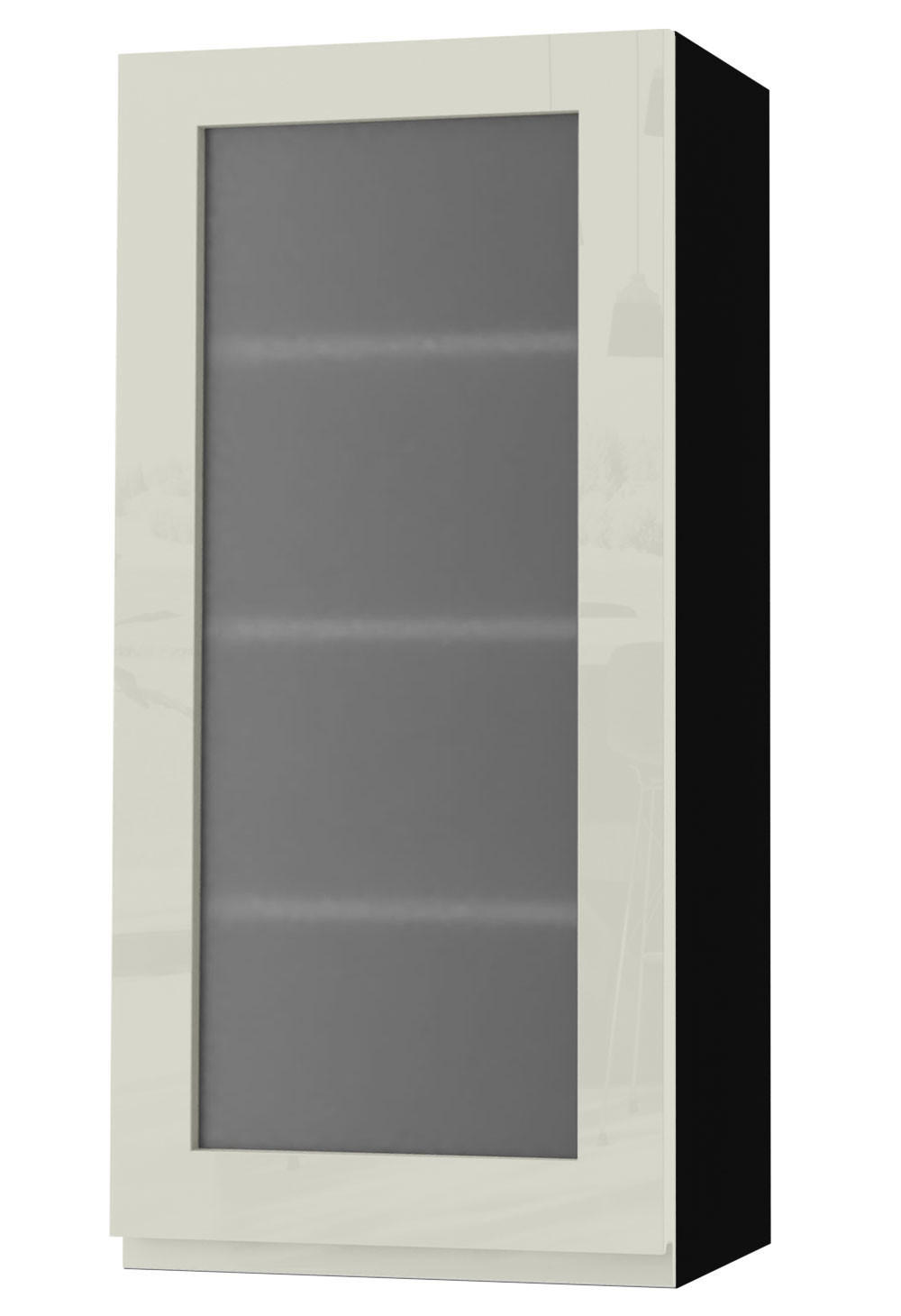 HÄNGESCHRANK Florence W4S/45 Schwarz / RAL 1013 perlweiß HG 45 / 32,5 / 96cm - Türanschlag links - Weiß Hochglanz/Schwarz, Holz/Holzwerkstoff (45/96/32.5cm) - Feldmann-Wohnen