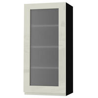 HÄNGESCHRANK Florence W4S/45 Schwarz / RAL 1013 perlweiß HG 45 / 32,5 / 96cm - Türanschlag links - Weiß Hochglanz/Schwarz, Holz/Holzwerkstoff (45/96/32.5cm) - Feldmann-Wohnen
