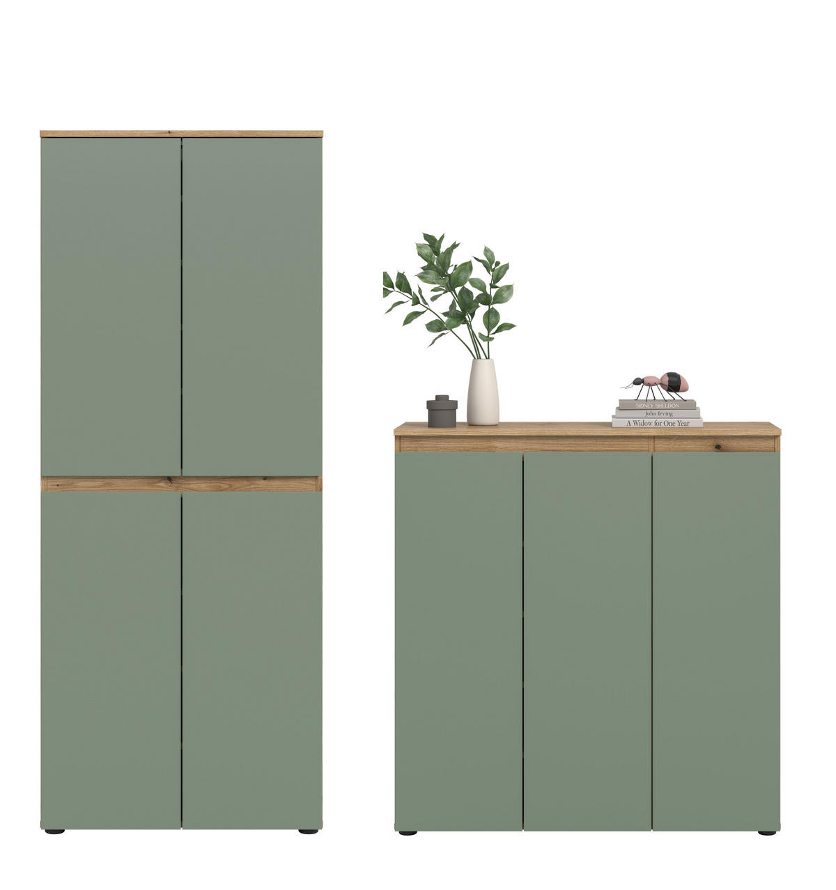 UNIVERSALSCHRANK Canto 2 tlg. (B/H/T: ca. 190/175/37 cm) in Evoke Oak Nachbildung/Smoke Green - Eichefarben, Holzwerkstoff (190/175/37cm)