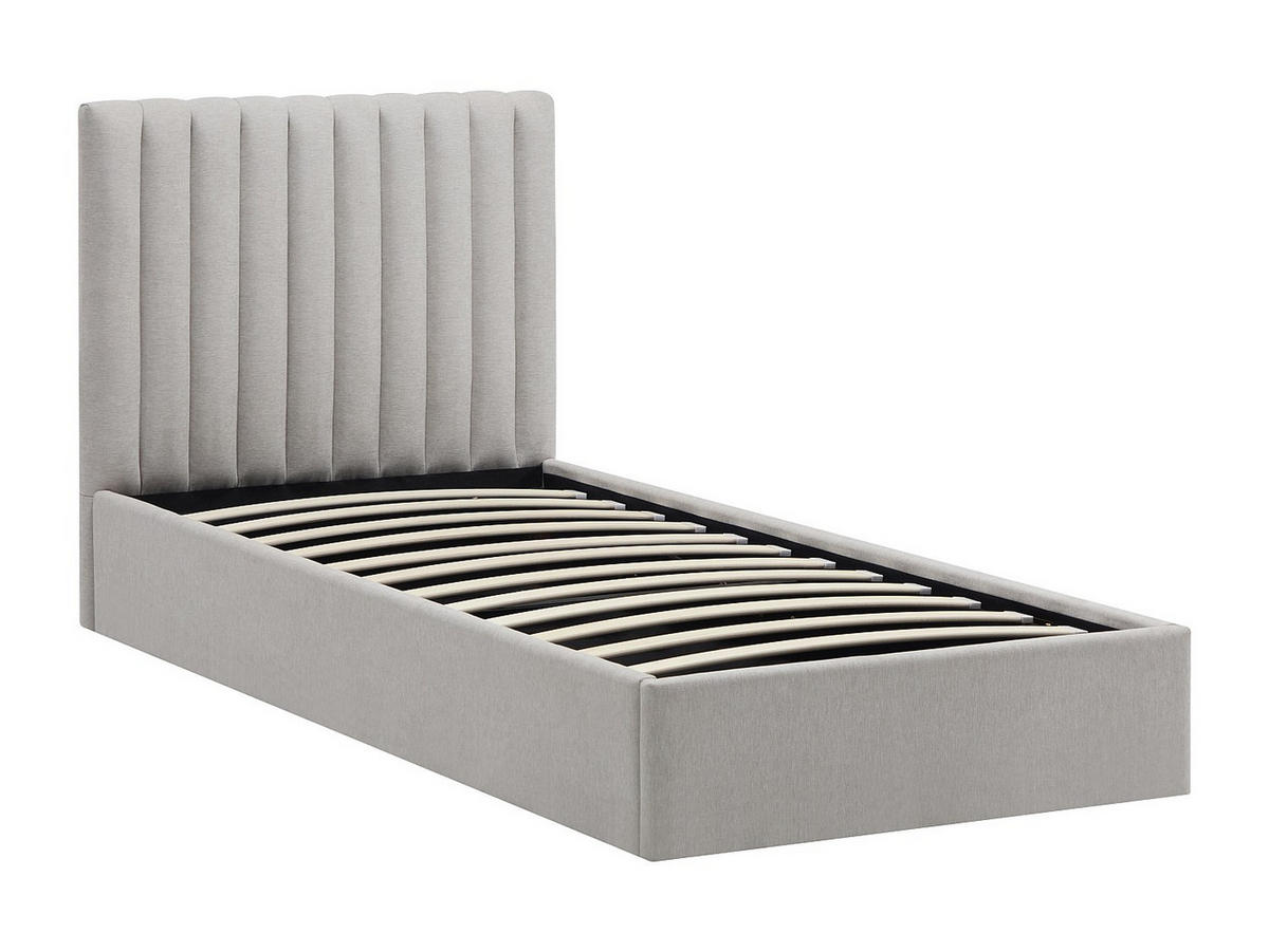 BETT mit Bettkasten - 1 Person - stoff - hellgrau Saraneli - Hellgrau, Textil (90/200cm) - Vente-Unique