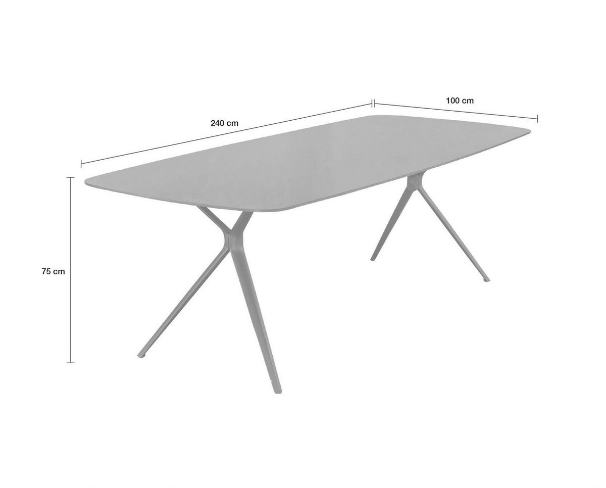 GARTENTISCH Balu, 240x100x75cm, Aluminium-Stein, Anthrazit - Anthrazit, Stein (100/240/75cm) - dasmöbelwerk