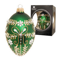 CHRISTBAUMSCHMUCK Ei im Schleifendesign Grün 10cm (Glas / 1 Stk.) - Grün, Glas (6/10/6cm) - Krebs Glas Lauscha