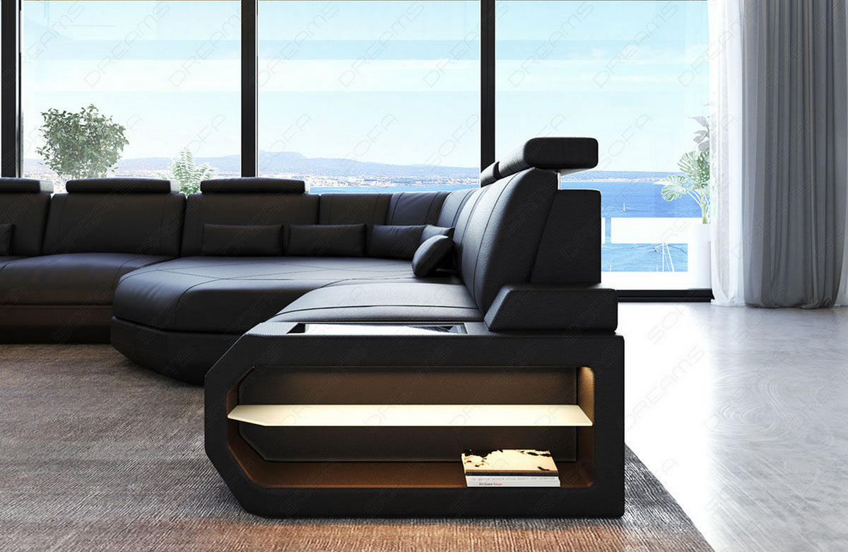 WOHNLANDSCHAFT Asti XXL - Schwarz, Leder (435/93/280cm) - Sofa Dreams