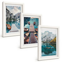 BILDER SET 3er Set - 20x30 cm Weißer Rahmen - See, Brücken, Berge - Weiß, Kunststoff (20/30cm) - TULUP