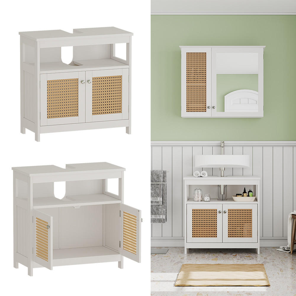 WASCHBECKENUNTERSCHRANK Rosario Weiß 60 x 60 cm mit 2 Türen und offenem Fach - Weiß, Holzwerkstoff (60/60/30cm) - Vicco