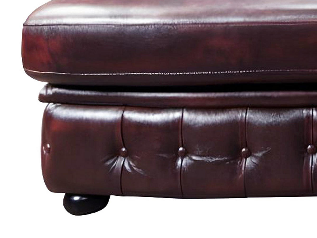 SOFA - 5 Personen - leder - bordeaux Brenton - Bordeaux, Leder/Holz (274/82/166cm) - Vente-Unique