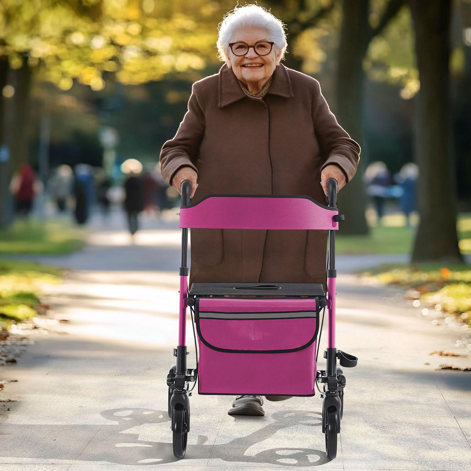 ROLLATOR Vital lila klappbar mit Sitzfläche & Einkaufstasche - Lila, Metall (63/80/68cm) - Juskys