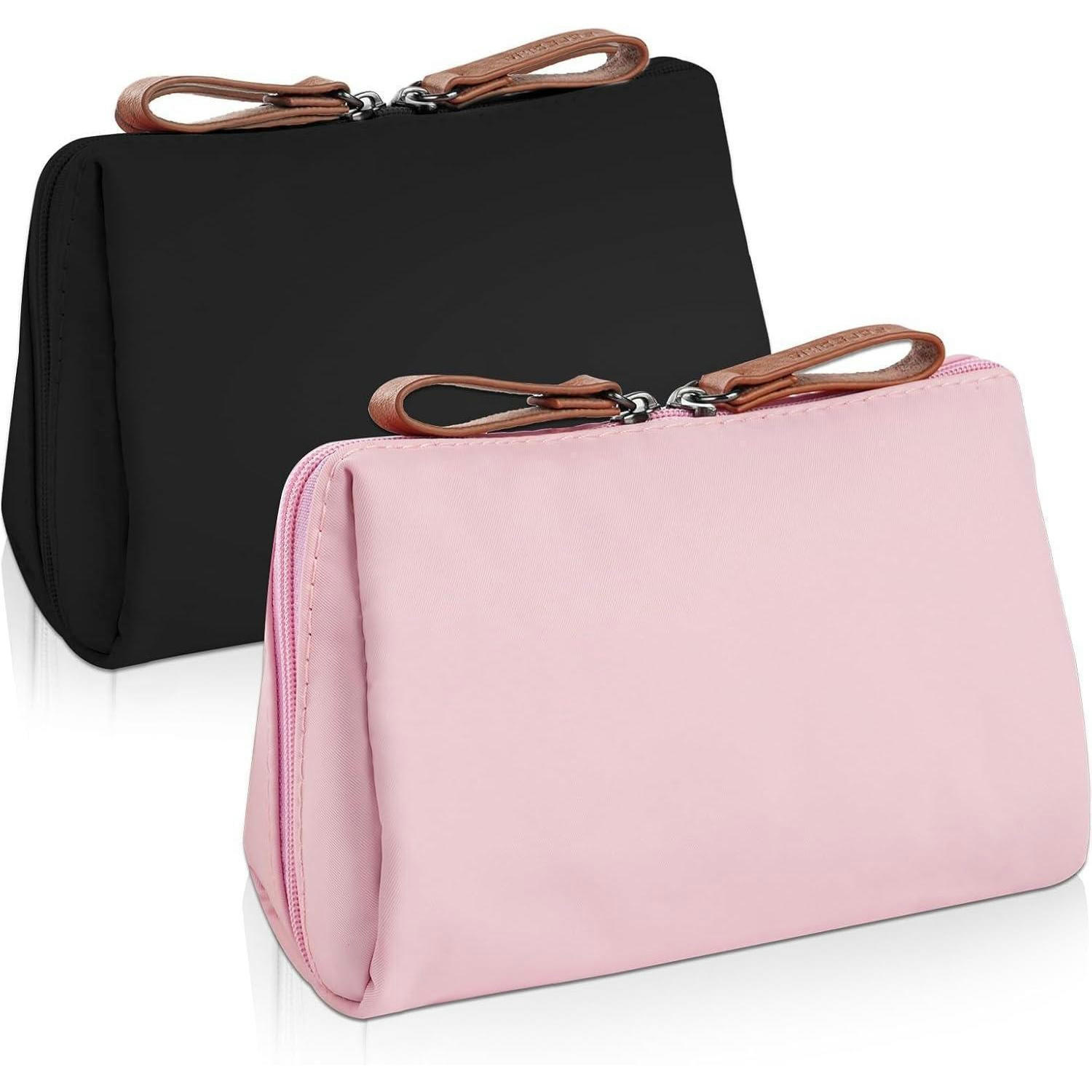KULTURBEUTEL 2-teiliges Set Schwarz & Rosa 15 x 11 x 5 cm - Multicolor, Textil (18/2.5/27cm)