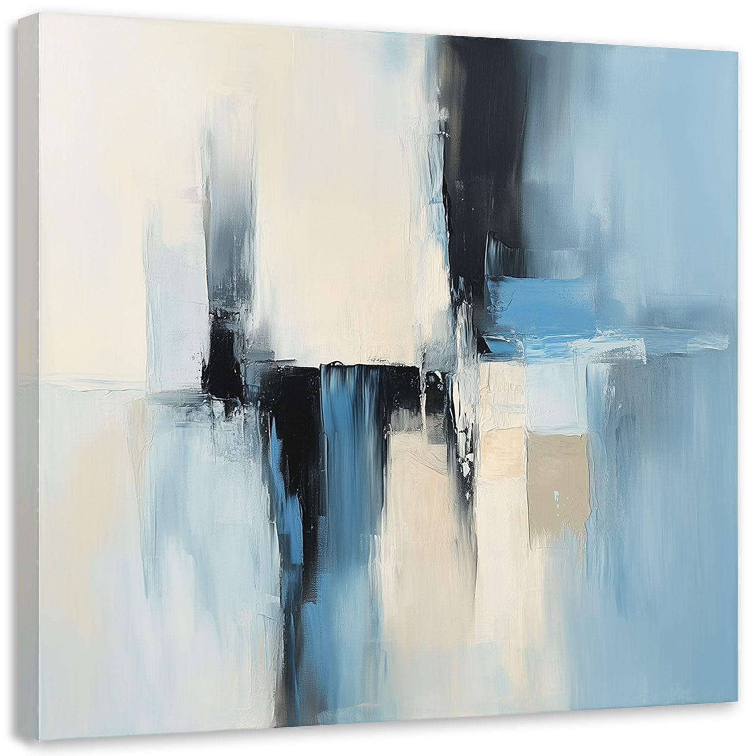 LEINWANDBILD Abstrakte beige-blau 50x50cm - Blau, Textil (50/50cm) - Feeby